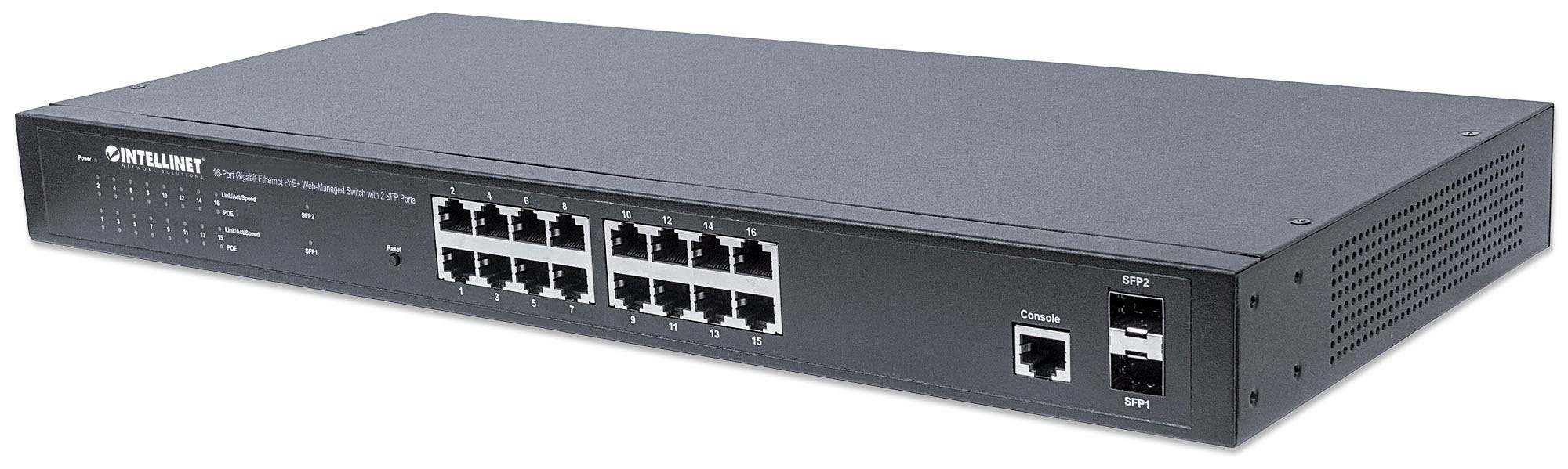 16Port Gigabit PoE+ Managed Switch with 2 SFP