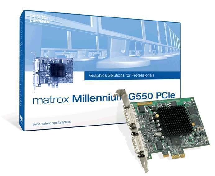 Matrox The Matrox Millennium G550 PCIe is a dual monitor PCI express graphics card with x1