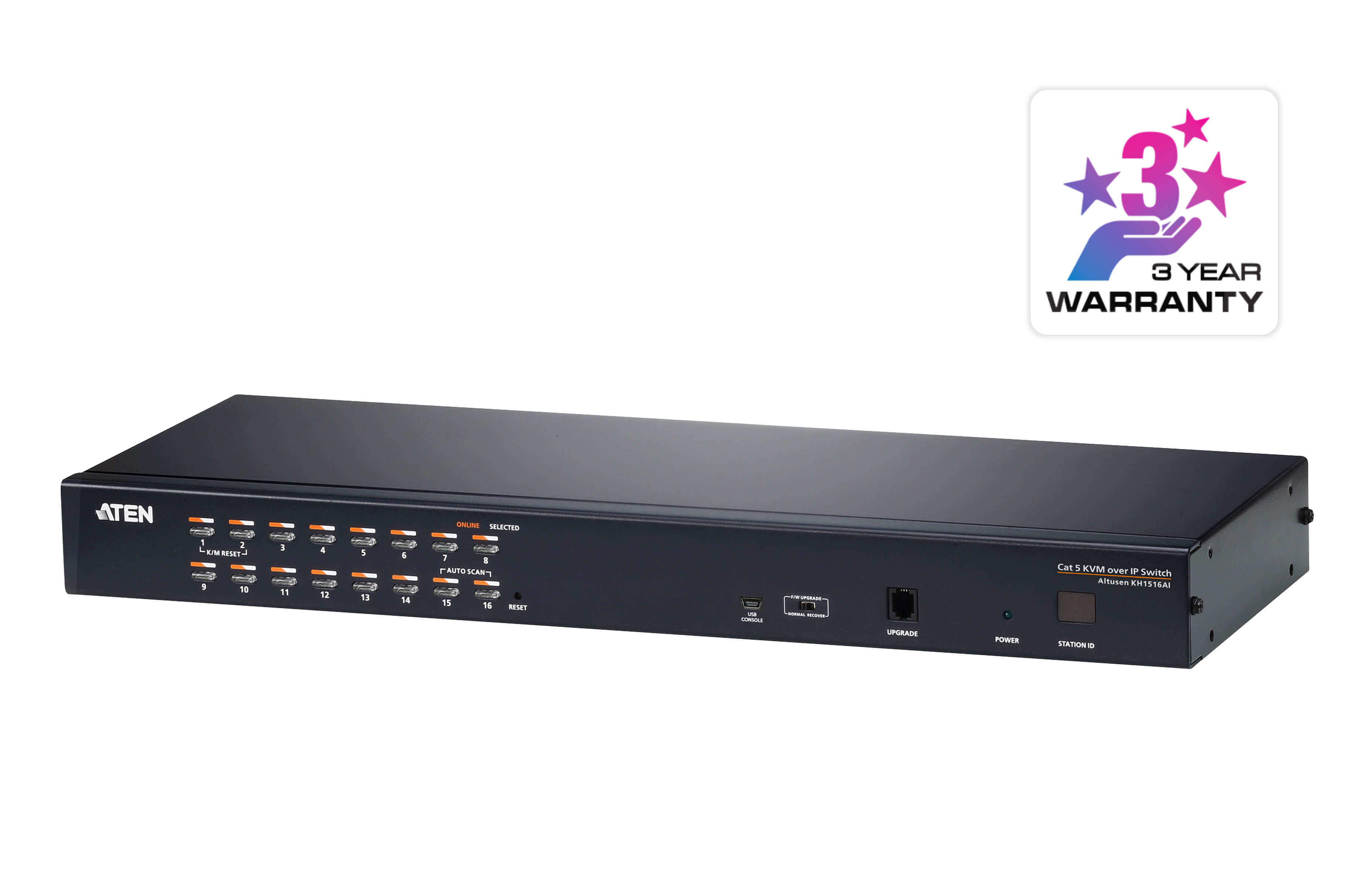 ATEN 1-Lokale/externe gedeelde toegang, 16-poorts Cat 5 KVM over IP ...
