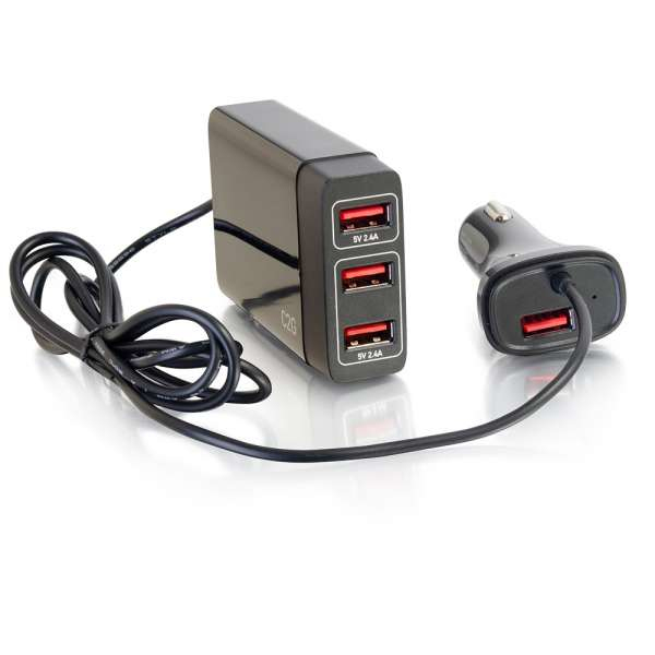 visueel Zonder conjunctie C2G 4-poorts USB-autolader met verlengstuk voor passagiers, 5.8 A-uitgang  (80919) kopen » Centralpoint