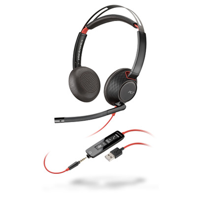 POLY Blackwire 5220 Headset - Zwart, Rood