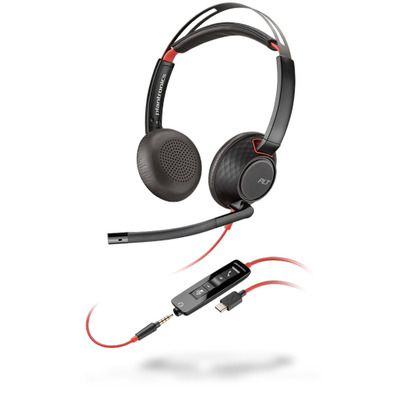 POLY Blackwire 5220 Headset - Zwart,Rood