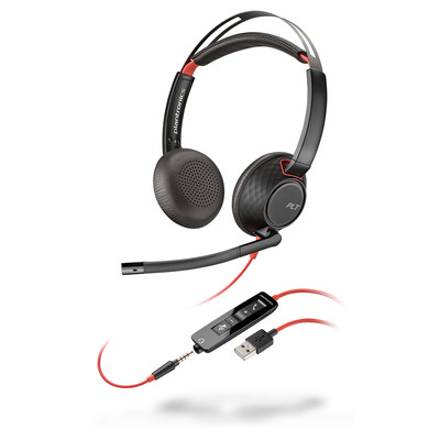 POLY Blackwire C5220 Headset - Zwart, Rood
