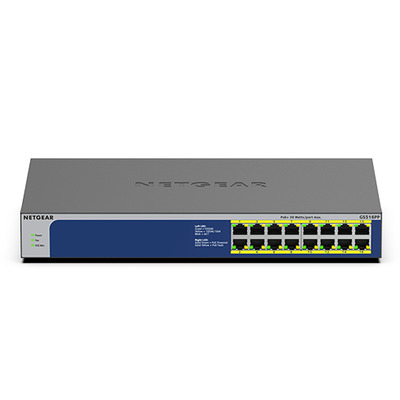 Netgear GS516PP 16-Port Gigabit Hi-Power PoE+ Unmanaged Switch - Blauw, Grijs