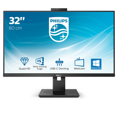 Philips P-Line 31.5" QHD met USB-C-dock Monitor - Zwart
