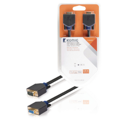 König VGA - VGA M/F 2m VGA kabel - Antraciet