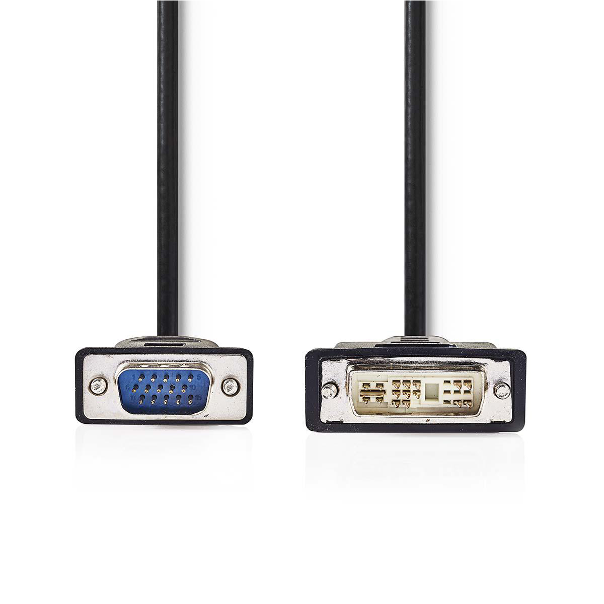 Nedis DVI Cable, DVI-A 12+5-Pin Male - VGA Male, 2.0 m, Black ...