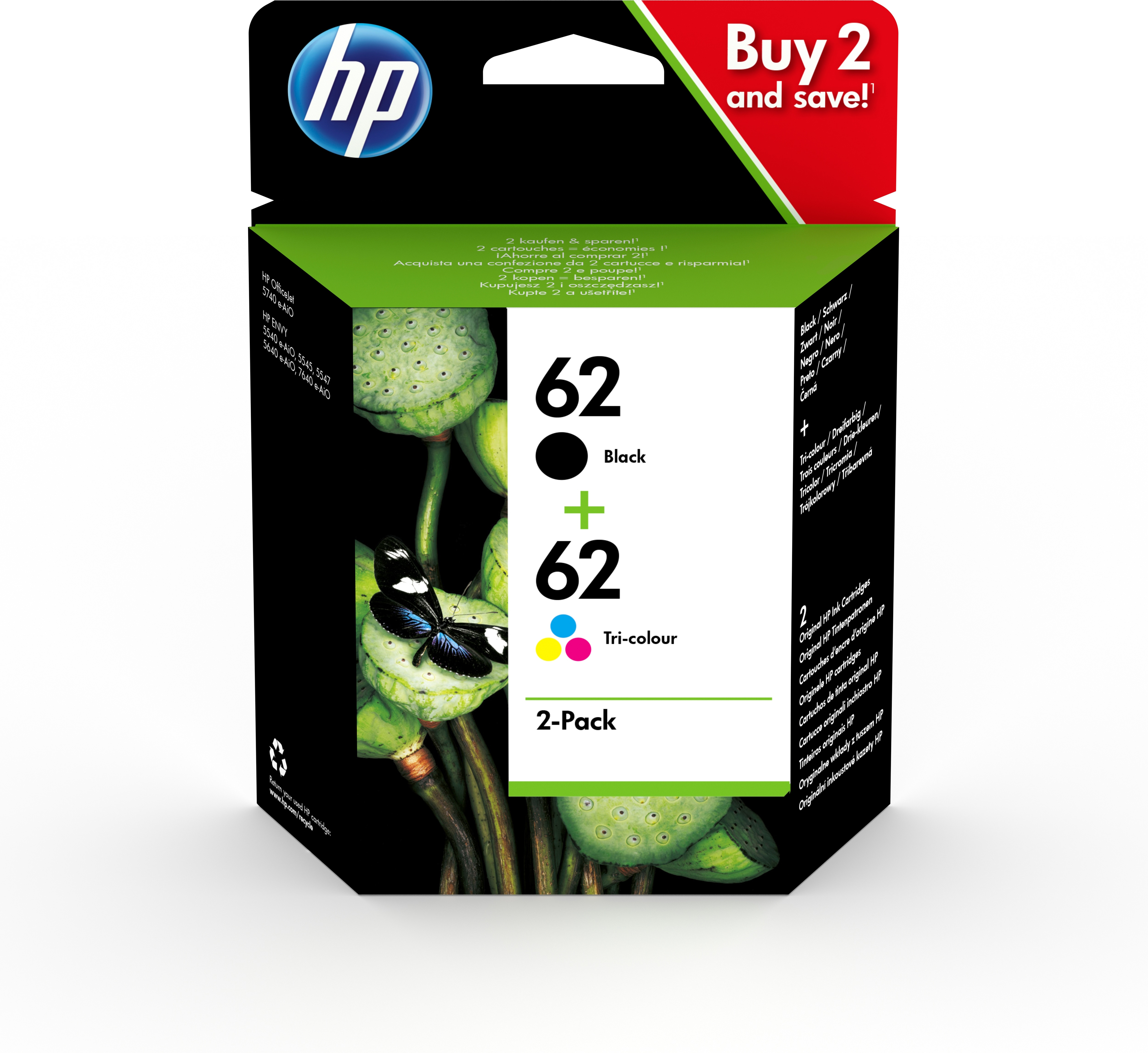HP 62 2-pack voor o.a. ENVY 5640 \u0026 ENVY 7640 (N9J71AE) kopen » Centralpoint