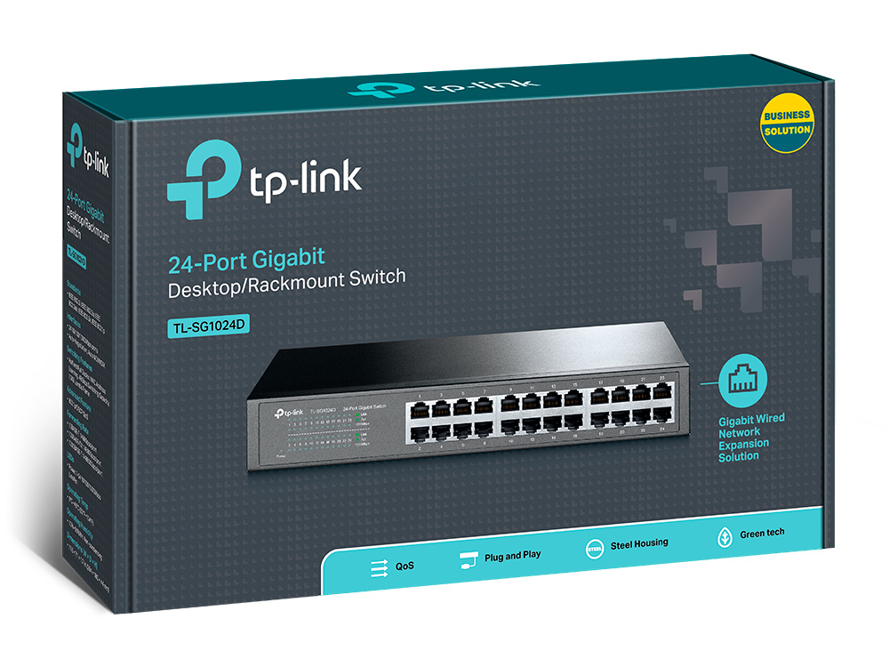TPLink 24port, Gigabit FullDuplex, Auto MDI/MDIX (TL