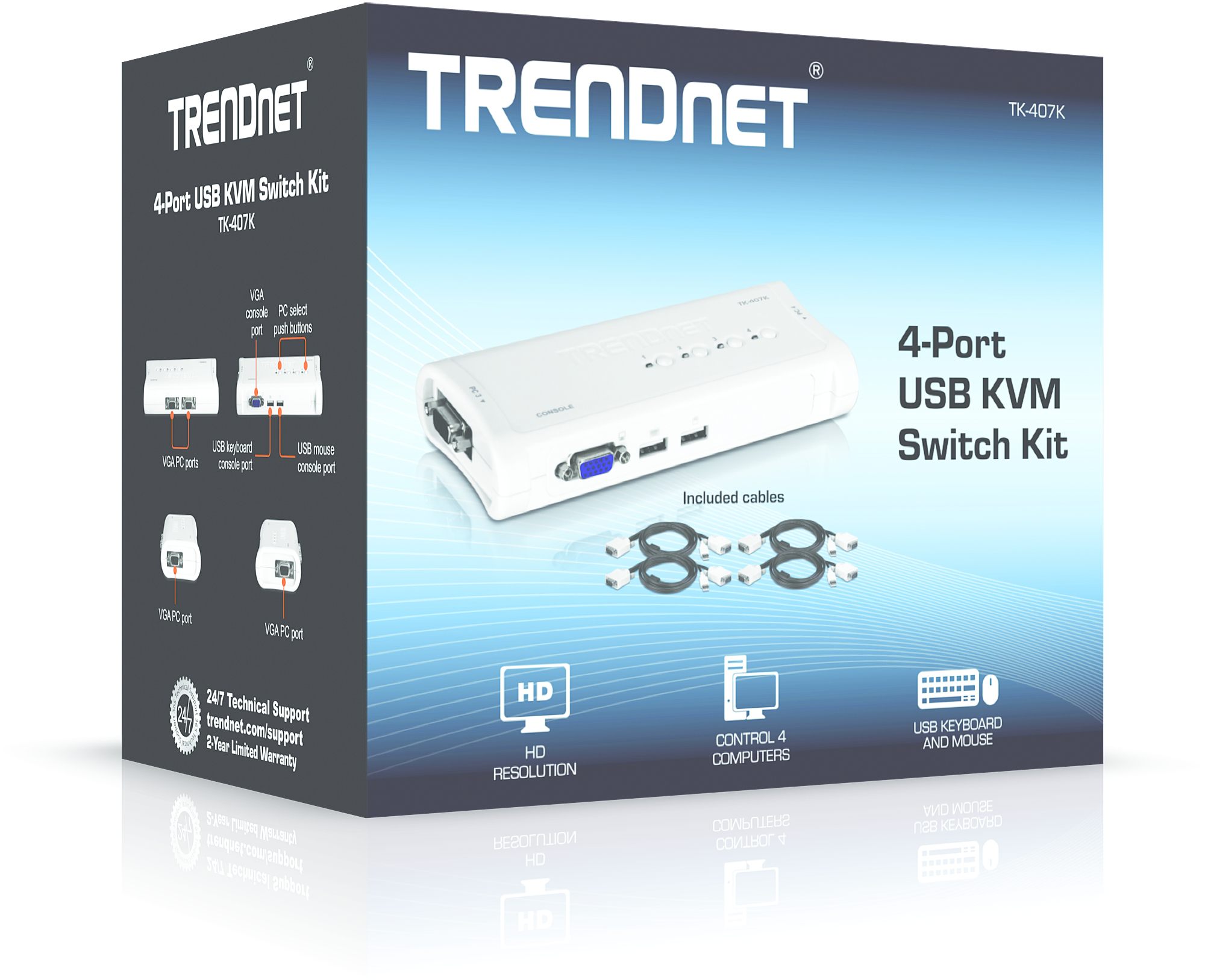 Trendnet 4-Port USB KVM Switch Kit (TK-407K) kopen » Centralpoint