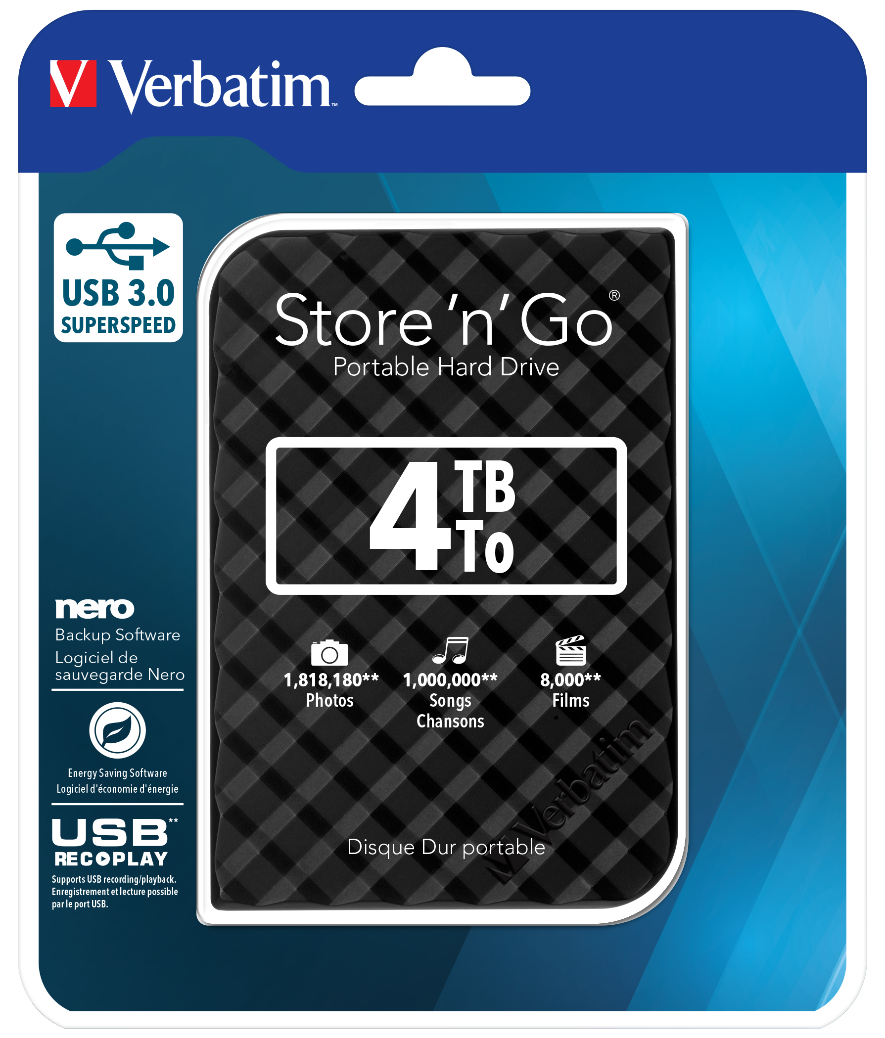 Umeki Vergelijking botsing Verbatim Draagbare vaste Store 'n' Go-schijf met USB 3.0 van 4 TB Black  (53223) kopen » Centralpoint