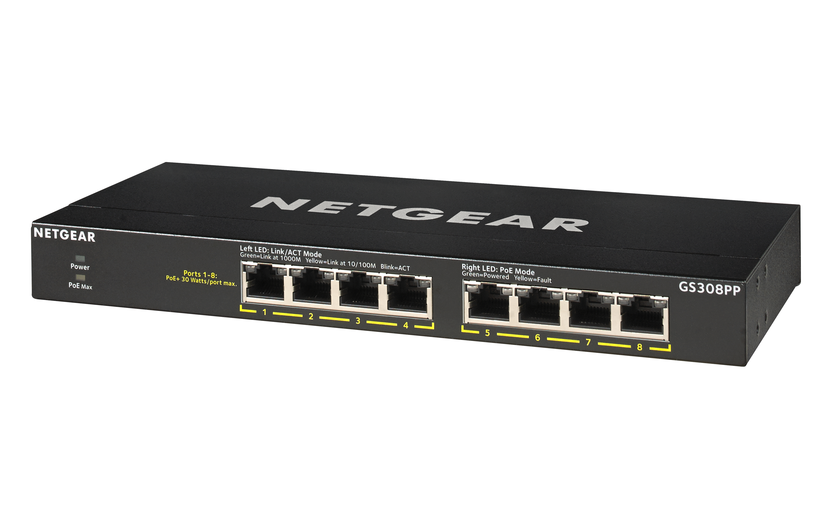 NETGEAR GS308PP 8 Port Gigabit Hi Power PoE Unmanaged GS308PP 100EUS