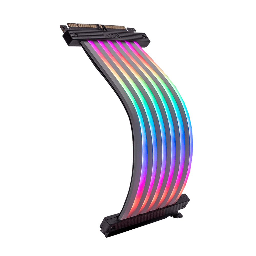 Azza RGB PCI-e Riser Cable, Male head paired with 180-degree Female ...